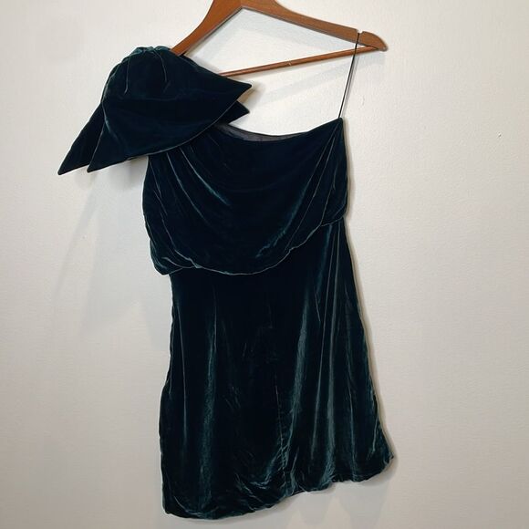 Nellie Partow Velvet One Shoulder Dress Size Small - Picture 5 of 6